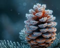 Macro shot of frost on a pine cone Royalty Free Stock Photo