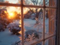 Macro shot of frost on windowpane