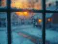 Macro shot of frost on windowpane