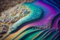 Macro shot of glittering multicolored liquid with bokeh effect Royalty Free Stock Photo
