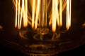 Macro shot of glowing Edison lamp. Royalty Free Stock Photo