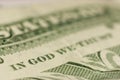 Macro shot of IN GOD WE TRUST, fine focus on GOD Royalty Free Stock Photo