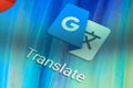 Macro shot of Google Translate mobile application icon on Android phone screen. One of the most popular translators Royalty Free Stock Photo