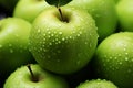 Macro shot Green apple adorned with glistening, revitalizing dew drops