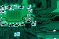 Macro shot of a green electronic circuit board with its small details Royalty Free Stock Photo