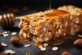 macro shot of a honey oat protein bar Royalty Free Stock Photo