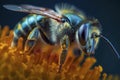 Macro shot of honeybee collecting pollen, created with generative AI Royalty Free Stock Photo