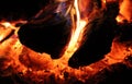 Macro Shot Of Hot Glowing Ashes In Bonfire Royalty Free Stock Photo
