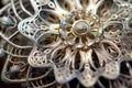 macro shot of intricate silver filigree