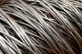 macro shot of intricately twisted steel wires