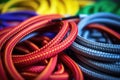 macro shot of jump rope cords being braided