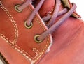 leather shoe eyelets and laces . Royalty Free Stock Photo