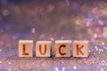 Luck word on wooden cubes