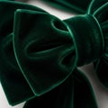 Luxurious Deep Green Velvet Bow Close-Up Royalty Free Stock Photo