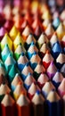Macro shot of many colored pencils, forming a colorful background