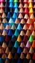 Macro shot of many colored pencils, forming a colorful background