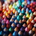 Macro shot of many colored pencils, forming a colorful background