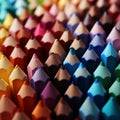 Macro shot of many colored pencils, forming a colorful background