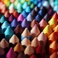 Macro shot of many colored pencils, forming a colorful background