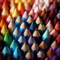 Macro shot of many colored pencils, forming a colorful background