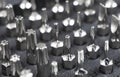 Macro shot mechanics tool set texture background.  Macro shot mechanics tool kit pattern. Set of working tools and bits. Royalty Free Stock Photo