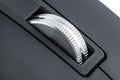 A macro shot of a metal roller from a modern wireless computer mouse. Royalty Free Stock Photo