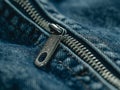 Close-up Detail of Denim Zipper Royalty Free Stock Photo