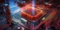 Macro Shot of a Microprocessor on a Semiconductor Circuit Board