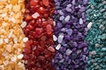 macro shot of multicolored sand grains