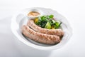 Macro Shot of Munich Sausages for Frying Made from Pork and Beef Royalty Free Stock Photo