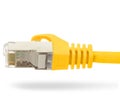 Macro Shot of a network and yellow patch cable, isolated on white. Royalty Free Stock Photo
