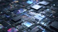A macro shot of a neuromorphic chips surface texture revealing the fine details of its energyefficient architecture with Royalty Free Stock Photo