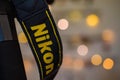 Macro shot of Nikon camera strap