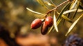 Macro Shot Of Olive On Tree Highlighting Texture And Color Gradient Royalty Free Stock Photo