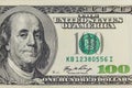 Macro shot of one hundred dollars bill Royalty Free Stock Photo