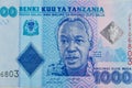 Macro shot of one thousand tanzanian shillings banknote