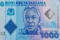 Macro shot of one thousand tanzanian shillings banknote