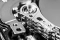 Macro shot of open hard disc drive Royalty Free Stock Photo