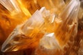 Macro shot of orange Calcite carbonate mineral crystal rock