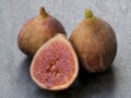 Close-up of figs on dark stone background Royalty Free Stock Photo