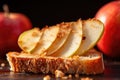 macro shot of pear slice on toasted bread Royalty Free Stock Photo