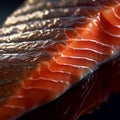 Macro shot of a piece of salmon fillet, AI-generated.