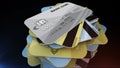 A macro shot of a pile of credit cards