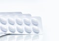 Macro shot of pills in white blister pack for light resistance Royalty Free Stock Photo