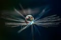 Rain drop on a dandelion seed