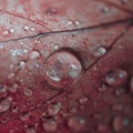 Macro shot of raindrops on a red maple leaf Royalty Free Stock Photo