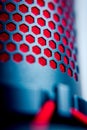 Macro shot of a red microphone Royalty Free Stock Photo