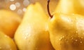 Macro shot of ripe pears with water droplets. Created by AI Royalty Free Stock Photo