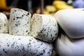 Macro shot of roadside stall selling homemade cottage cheese paneer Royalty Free Stock Photo