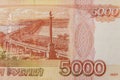 Macro shot of 5000 russian rubles banknote